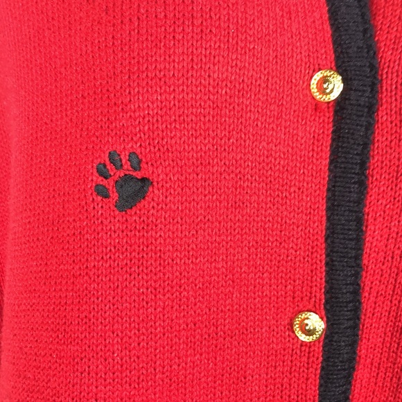 Crystal Kobe red 3-D Scottie Dog cardigan size medium - Picture 5 of 11